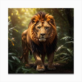 Lion In The Forest Canvas Print