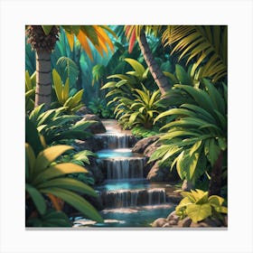 Waterfall In The Jungle Canvas Print