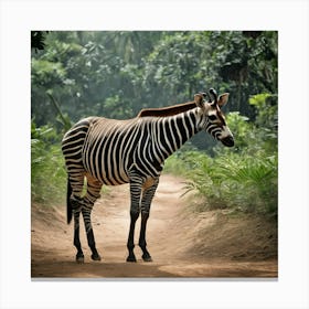 Zebra In The Forest 1 Canvas Print