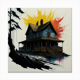 Colored House Ink Painting (66) Canvas Print