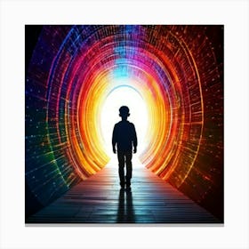 Firefly Whimsical Silhouette Of A Child Emerging Through A Colorful, Ethereal Portal 60018 (2) Canvas Print