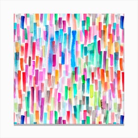 Colorful Brushstrokes Multicolored Square Canvas Print