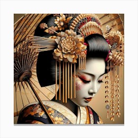 Japan Traditional Geisha Illustration By Ad 73 Canvas Print