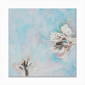 Aqua Teal Flower Painting 3 Square Canvas Print