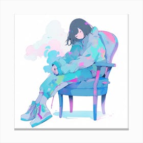 Anime Girl Sitting In Chair 1 Canvas Print
