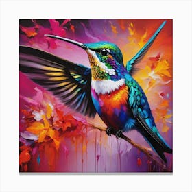 Multicolor Abstract Hummingbird Art 1 Canvas Print