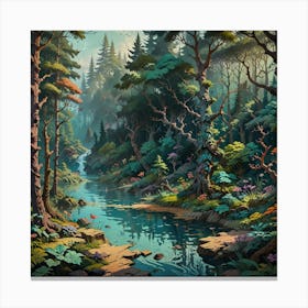 River In The Forest 19 Canvas Print