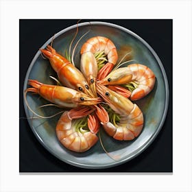 Plate Of Cooked Shrimp Canvas Print