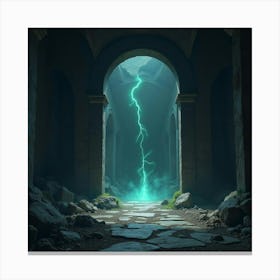 A Dark Portal Glowing With Energy In A Ruined Temple 1 Canvas Print