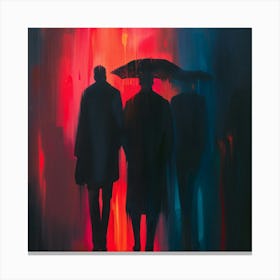 Three Men In The Rain Canvas Print