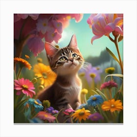 Cat In The Garden 4 Canvas Print