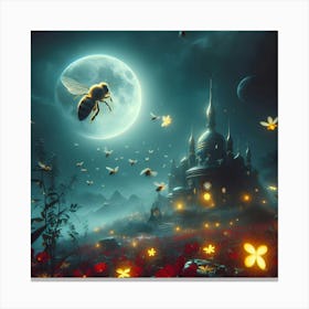 Bees Flying In The Night Canvas Print