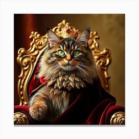 Flux Schnell A Majestic Fluffy Cat Sits Regally On A Velvet Th 0 Canvas Print