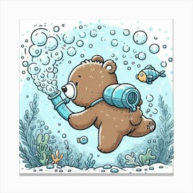 Teddy Bear Underwater 1 Canvas Print