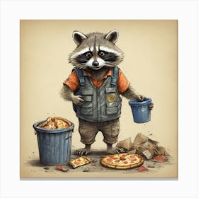 Raccoon Pizza 1 Canvas Print