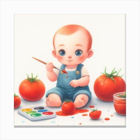 Little Boy Tomatoes Canvas Print