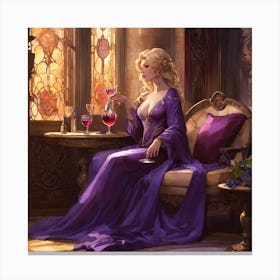 Middle Aged Old Countess Blonde Medieval In A Room(2) Canvas Print