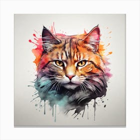 Watercolor Cat Painting Canvas Print