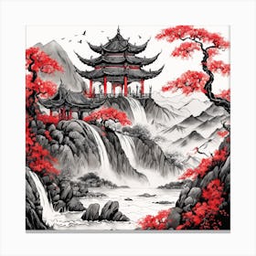 Chinese Dragon Mountain Ink Painting (46) Canvas Print