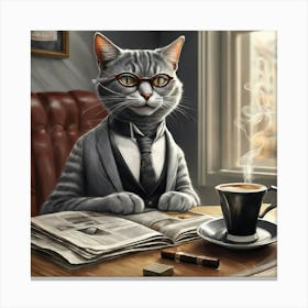 Cat In A Suit Canvas Print