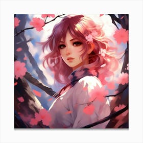 Japanese girl and sakura 1 Canvas Print