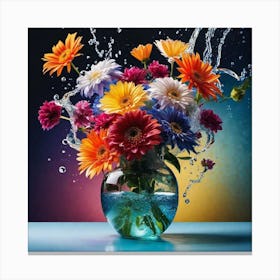 Colorful Flowers In A Vase 20 Canvas Print