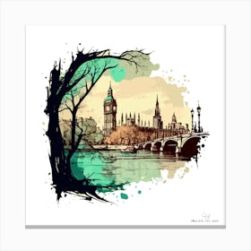 Big Ben In London.A fine artistic print that decorates the place. Canvas Print