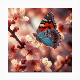 Butterfly On Cherry Blossoms 1 Canvas Print