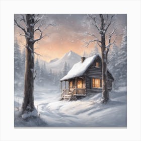 5545 Snowy Winter Wonderland With A Lone Cabin In The D Xl 1024 V1 0 Canvas Print