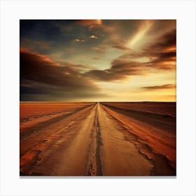 The Vanishing Road A Deserted Road Stretches Into The Horizon Canvas Print