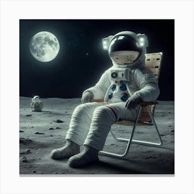 Astronaut On The Moon 10 Canvas Print