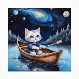 Cat In A Boat 15 Canvas Print