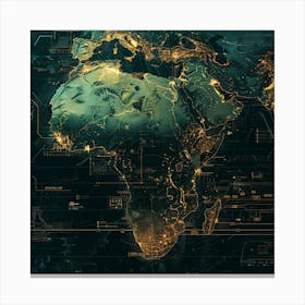 Futuristic World Map Canvas Print
