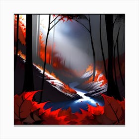 Red Leaves In The Forest Canvas Print