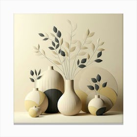 Vases And Leaves Canvas Print