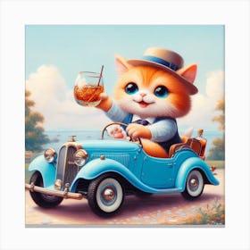 Cat In A Car 1 Canvas Print