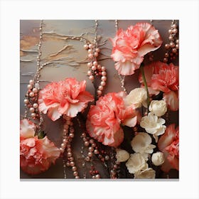 Carnations And Pearls Canvas Print