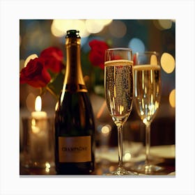 Romantic Champagne & Glasses Canvas Print
