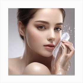 Woman Using A Cleanser Canvas Print