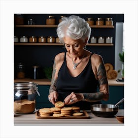 Old Woman Making Cookies Canvas Print