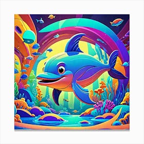 Dolphin In The Ocean Canvas Print