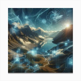 Futuristic Landscape With Futuristic Technology Canvas Print