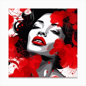 Woman With Red Flowers Canvas Print