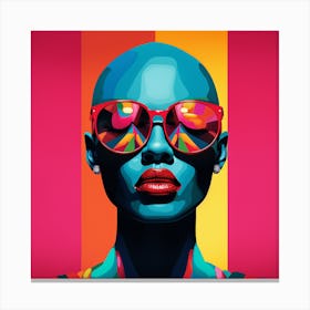 Woman In Colorful Sunglasses Canvas Print