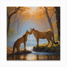 Leopard sunset Canvas Print
