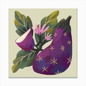 Cute Eggplant Square Canvas Print