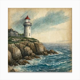 Lighthouse On The Cliff Canvas Print