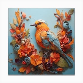 Bird With Flowers 6 Canvas Print