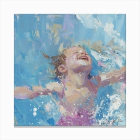 Happy Girl Swimming Canvas Print