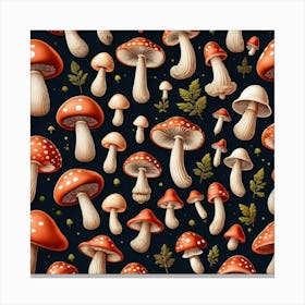 Seamless Pattern With Mushrooms 12 Canvas Print